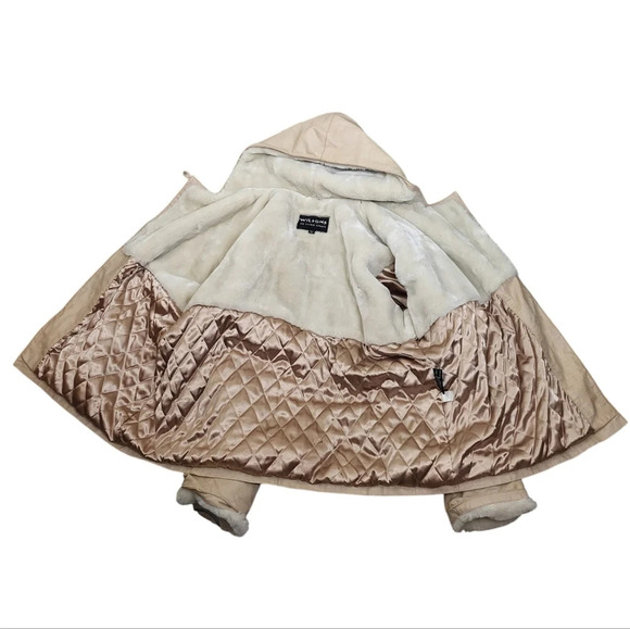 Wilsons Leather Tan Leather Faux Fur Lined Jacket Coat - Picture 2 of 8